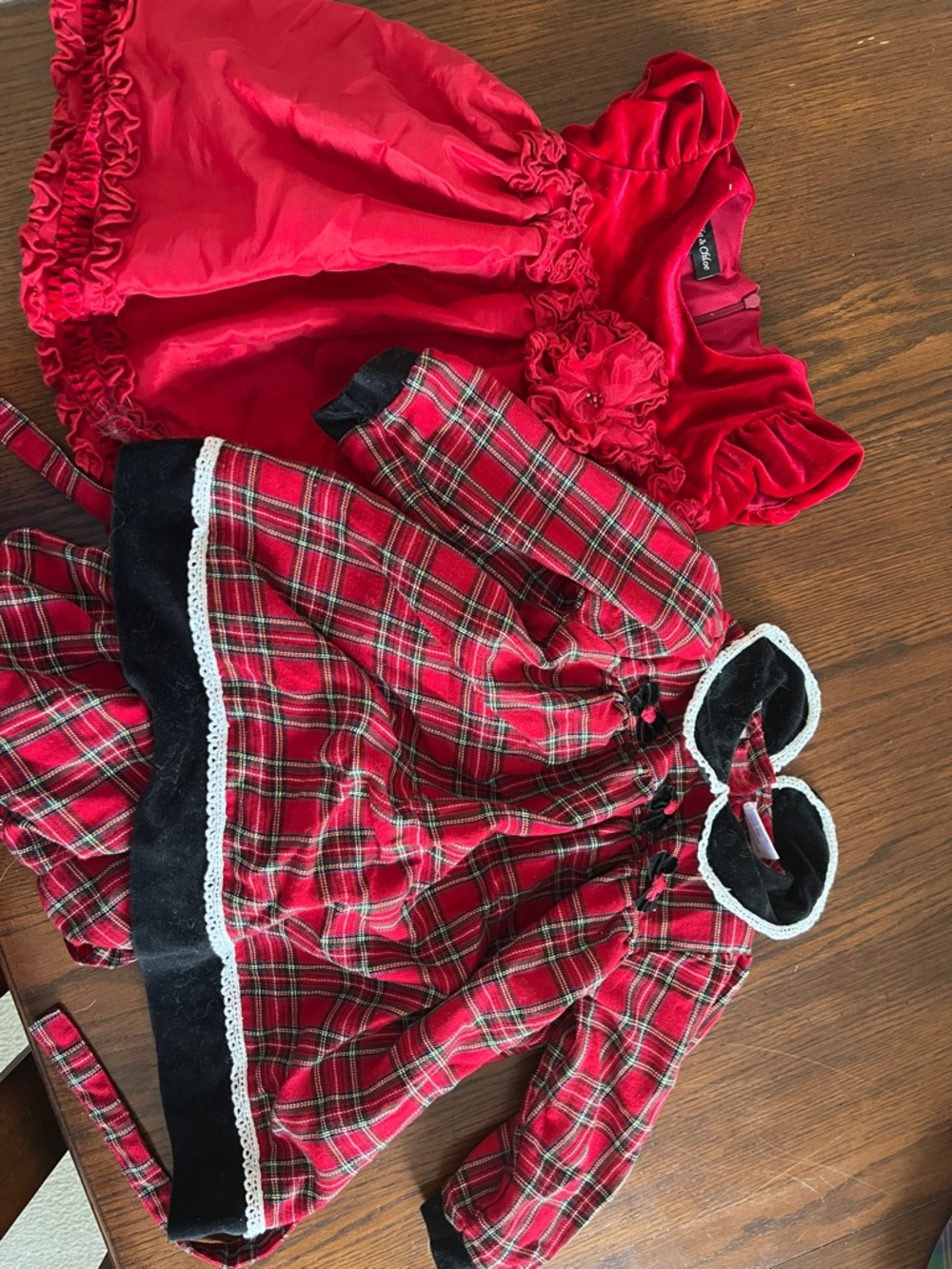 Red Velvet & Plaid Holiday Dress Set